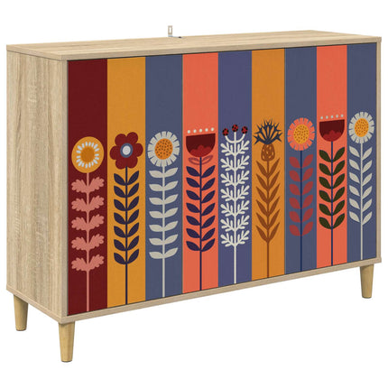 Sideboard ESSEN Sonoma-ek 102 x 33 x 75 cm Konstruerat trä