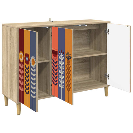 Sideboard ESSEN Sonoma-ek 102 x 33 x 75 cm Konstruerat trä