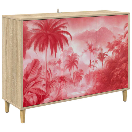 Sideboard AACHEN Sonoma-ek 102 x 33 x 75 cm Konstruerat trä