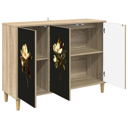 Sideboard BREMEN Sonoma-ek 102 x 33 x 75 cm Konstruerat trä