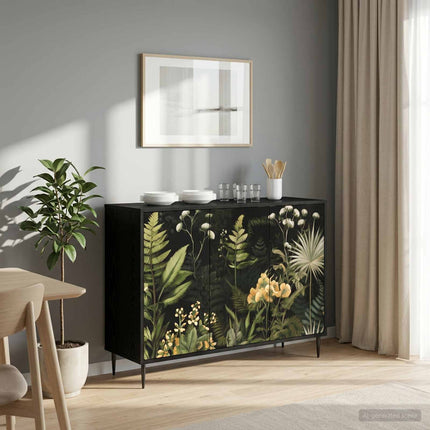 Sideboard RHENEN Svart ek 102 x 33 x 76 cm Konstruerat trä