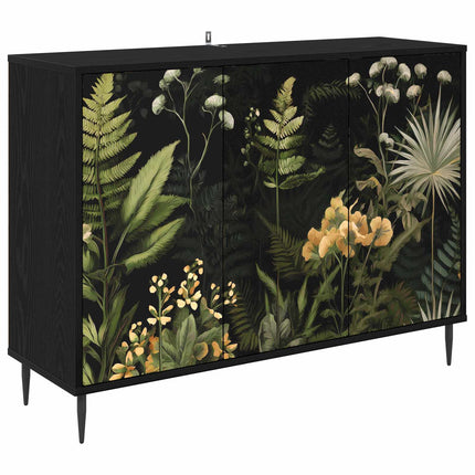 Sideboard RHENEN Svart ek 102 x 33 x 76 cm Konstruerat trä