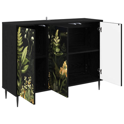 Sideboard RHENEN Svart ek 102 x 33 x 76 cm Konstruerat trä