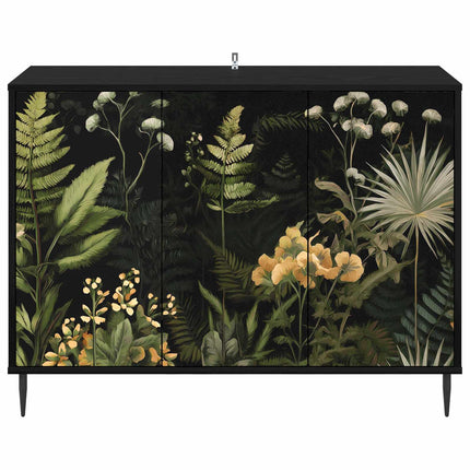 Sideboard RHENEN Svart ek 102 x 33 x 76 cm Konstruerat trä