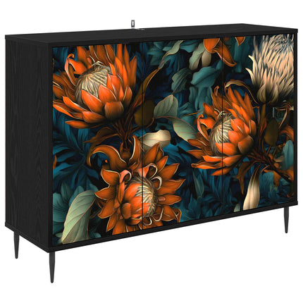 Sideboard LOCHEM Svart ek 102 x 33 x 76 cm Konstruerat trä