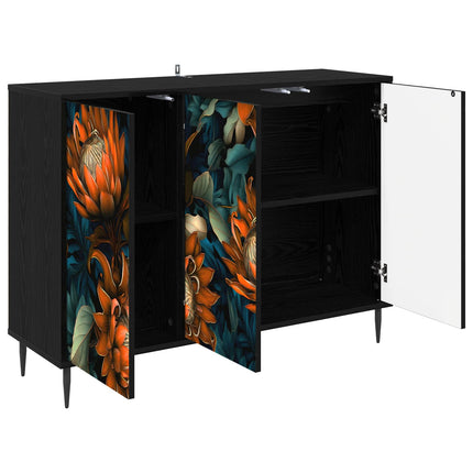 Sideboard LOCHEM Svart ek 102 x 33 x 76 cm Konstruerat trä