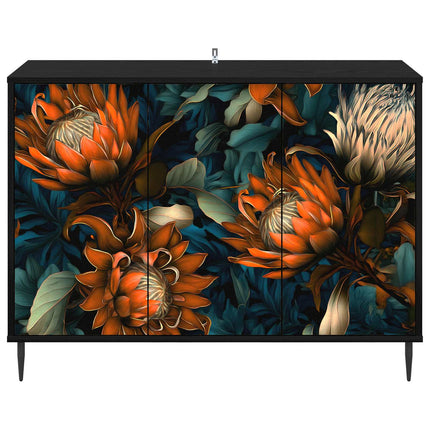 Sideboard LOCHEM Svart ek 102 x 33 x 76 cm Konstruerat trä