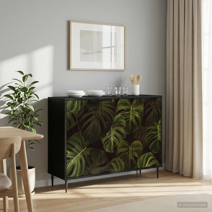 Sideboard ELBURG Svart ek 102 x 33 x 76 cm Konstruerat trä
