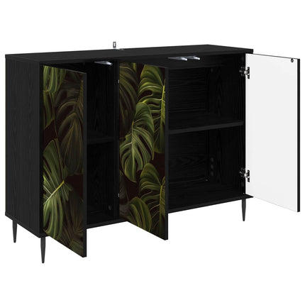 Sideboard ELBURG Svart ek 102 x 33 x 76 cm Konstruerat trä