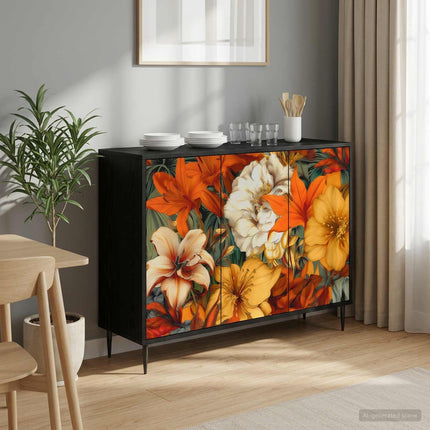 Sideboard GENNEP Svart ek 102 x 33 x 76 cm Konstruerat trä