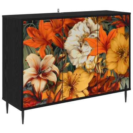 Sideboard GENNEP Svart ek 102 x 33 x 76 cm Konstruerat trä