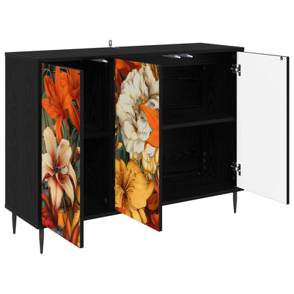 Sideboard GENNEP Svart ek 102 x 33 x 76 cm Konstruerat trä
