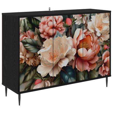 Sideboard BORNE Svart ek 102 x 33 x 76 cm Konstruerat trä