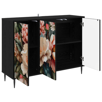 Sideboard BORNE Svart ek 102 x 33 x 76 cm Konstruerat trä
