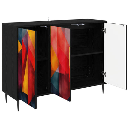 Sideboard HEESCH Svart ek 102 x 33 x 76 cm Konstruerat trä