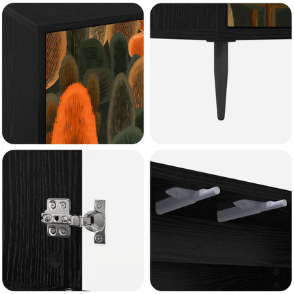 Sideboard ZAANDAM Svart ek 102 x 33 x 76 cm Konstruerat trä