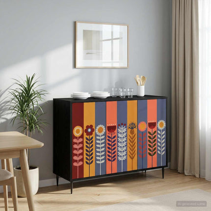Sideboard ESSEN Svart ek 102 x 33 x 76 cm Konstruerat trä