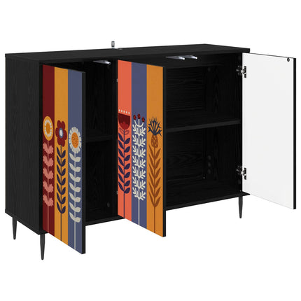 Sideboard ESSEN Svart ek 102 x 33 x 76 cm Konstruerat trä