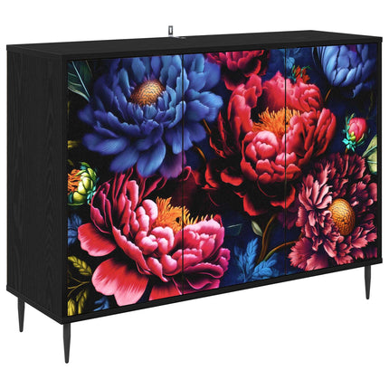 Sideboard KIEL Svart ek 102 x 33 x 76 cm Konstruerat trä