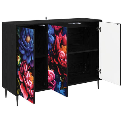 Sideboard KIEL Svart ek 102 x 33 x 76 cm Konstruerat trä