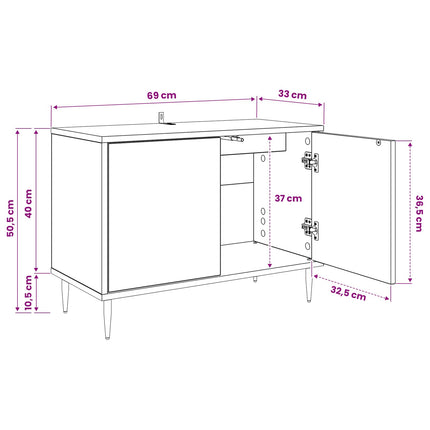 TV-skåp HEESCH 69 x 33 x 50,5 cm Svart ek Konstruerat trä
