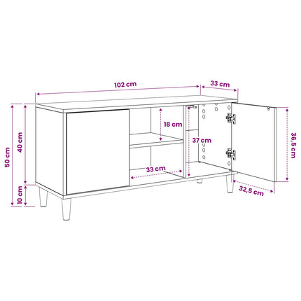 TV-skåp GELEEN 102 x 33 x 50 cm Sonoma-ek Konstruerat trä