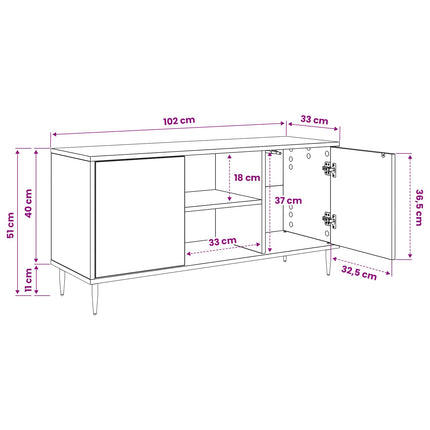 TV-skåp RAALTE 102 x 33 x 51 cm Svart ek Konstruerat trä