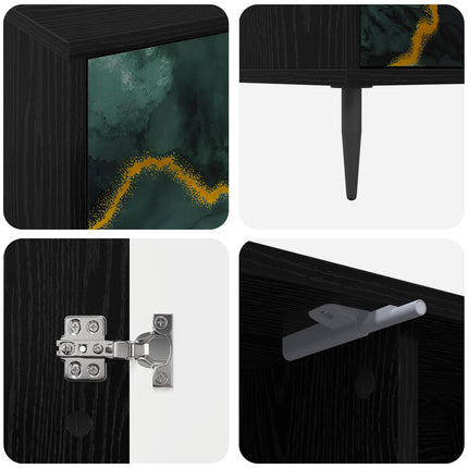 TV-skåp WIJHE 102 x 33 x 51 cm Svart ek Konstruerat trä