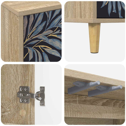TV-skåp DOKKUM 102 x 33 x 50 cm Sonoma-ek Konstruerat trä