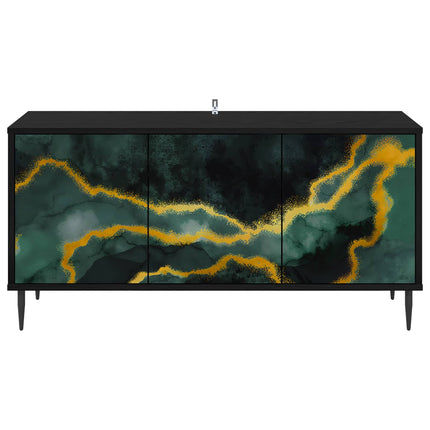 TV-skåp WIJHE 102 x 33 x 51 cm Svart ek Konstruerat trä