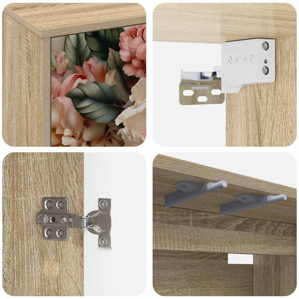 Väggmonterad TV-skåp BORNE 102 x 33 x 40 cm Sonoma-ek