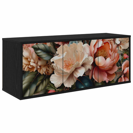Väggmonterad TV-skåp BORNE 102 x 33 x 40 cm Svart ek