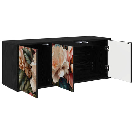 Väggmonterad TV-skåp BORNE 102 x 33 x 40 cm Svart ek