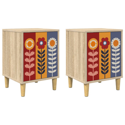 Nattduksbord ESSEN 2 st Sonoma-ek 36 x 33 x 50 cm