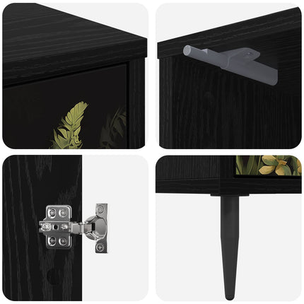 Nattduksbord RHENEN 2 st Svart ek 36 x 33 x 51 cm