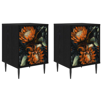 Nattduksbord LOCHEM 2 st Svart ek 36 x 33 x 51 cm