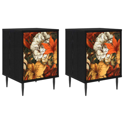 Nattduksbord GENNEP 2 st Svart ek 36 x 33 x 51 cm