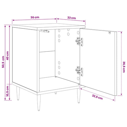 Nattduksbord GENNEP 2 st Svart ek 36 x 33 x 51 cm