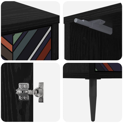 Nattduksbord OMMEN 2 st Svart ek 36 x 33 x 51 cm