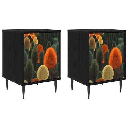 Nattduksbord ZAANDAM 2 st Svart ek 36 x 33 x 51 cm