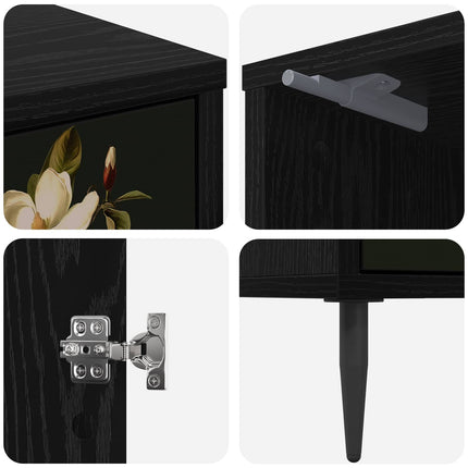 Nattduksbord BREMEN 2 st Svart ek 36 x 33 x 51 cm