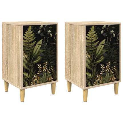 Nattduksbord RHENEN 2 st Sonoma-ek 36 x 33 x 60 cm