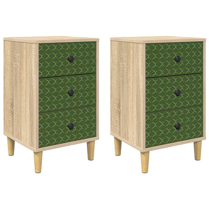 Nattduksbord GELEEN 2 st Sonoma-ek 36 x 33 x 60 cm