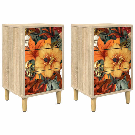 Nattduksbord GENNEP 2 st Sonoma-ek 36 x 33 x 60 cm