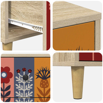 Nattduksbord ESSEN 2 st Sonoma-ek 36 x 33 x 60 cm