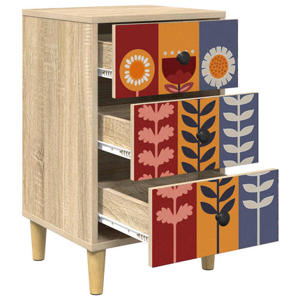Nattduksbord ESSEN 2 st Sonoma-ek 36 x 33 x 60 cm