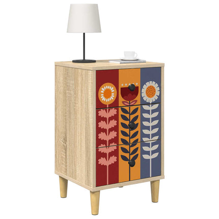 Nattduksbord ESSEN 2 st Sonoma-ek 36 x 33 x 60 cm