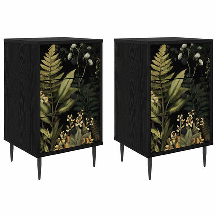 Nattduksbord RHENEN 2 st Svart ek 36 x 33 x 61 cm