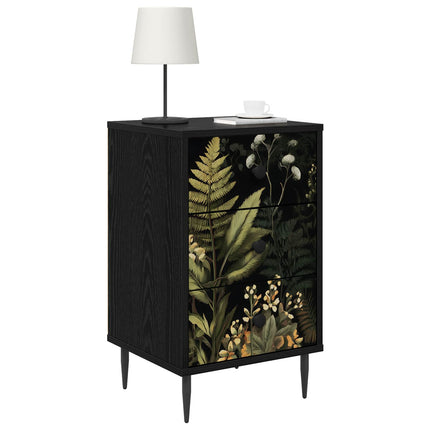 Nattduksbord RHENEN 2 st Svart ek 36 x 33 x 61 cm