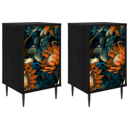 Nattduksbord LOCHEM 2 st Svart ek 36 x 33 x 61 cm